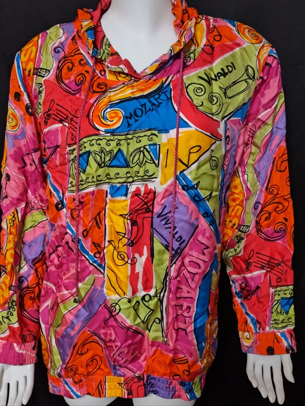 Saks Fifth Avenue silk hoodie classical music medium Vintage